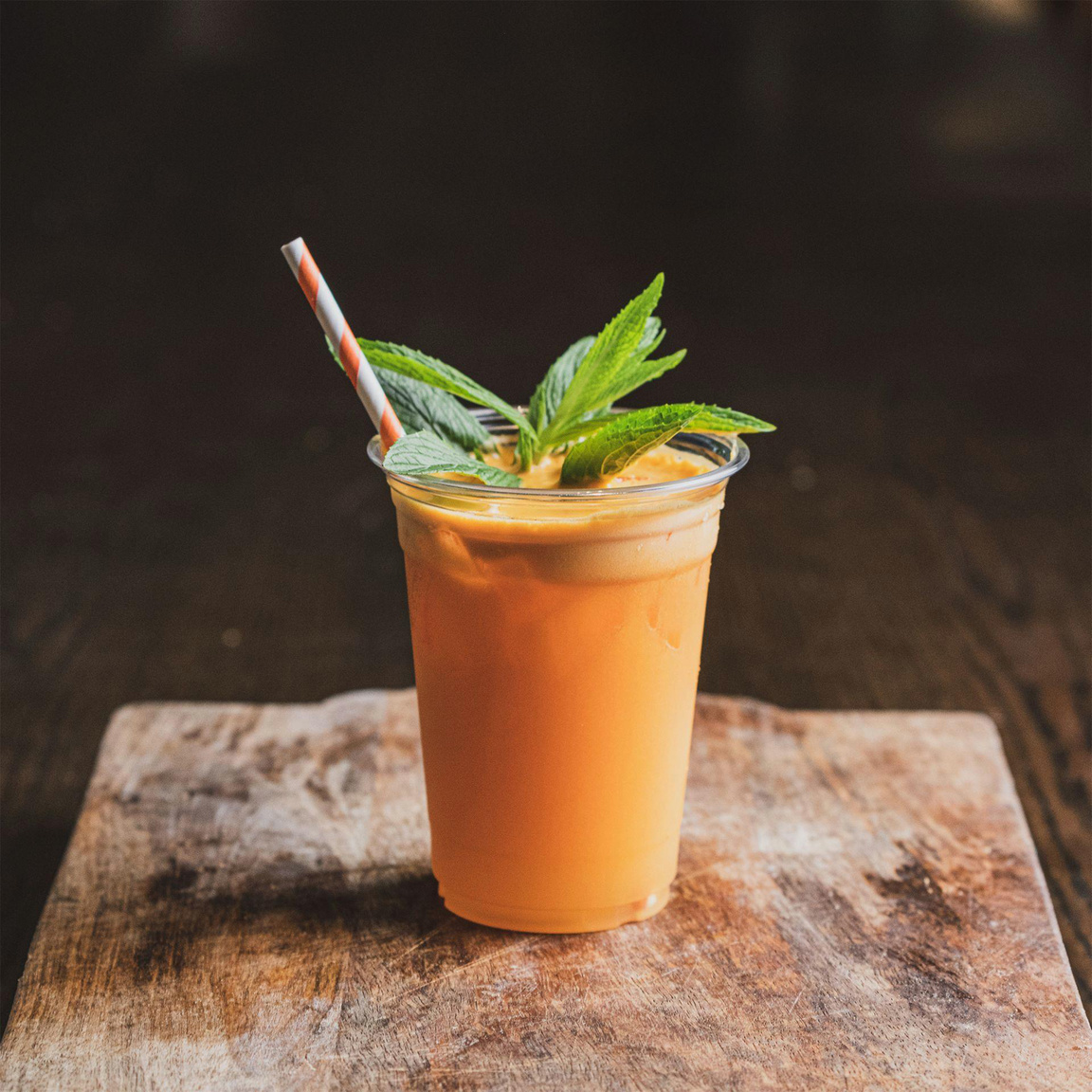 Orange Juice in Clear Plastic Glass
