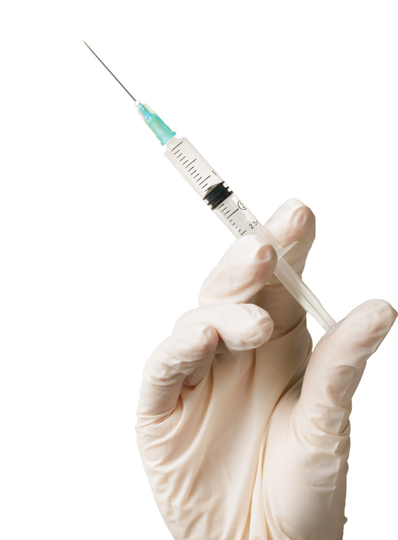 Hand in a Glove Holding Syringe